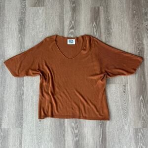 EUC Free for Humanity Brown Modal Knit Top Short Sleeve Size Medium Burnt Sienna